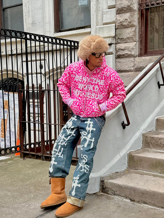 DENY THE WORLD WINTER ZIP UP (PINK CHEETAH)